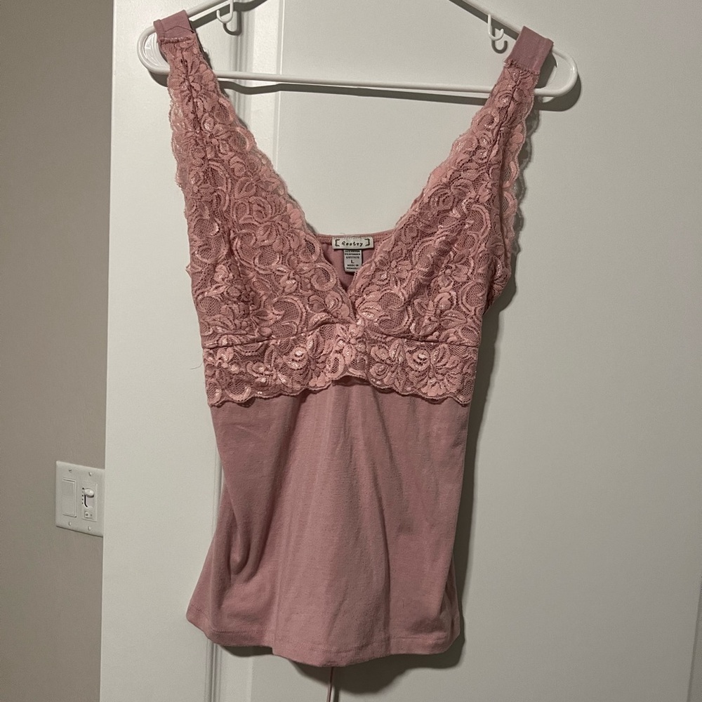 Pink Lacey Tank - Picture 2 of 3